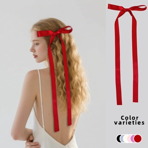 Long Satin Ribbon Bow Hair Clip Sweet Fairy Streamer Alligator Clip Hairpin Hair Accessory For Women Girls Styling Tool