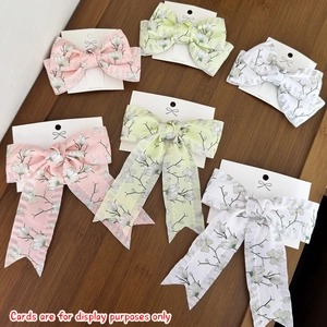 Blumen Pastoral Schleife Haarspange Magnolie Druck Ripsband Süße Entenschnabel Clip Haarschmuck Für Damen Mädchen