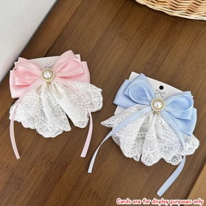 Süße Lolita Schleife Haarklammer Mit Spitzenbesatz Kunstperlen Anhänger Elegantes Satinband Haarnadel Haarschmuck Für Damen Mädchen