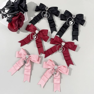 Pinces à Cheveux Nœud Satin Gothique Lolita Femme Pendentif Cœur Croix Épingles à Cheveux Punk Harajuku Bijoux de Tête