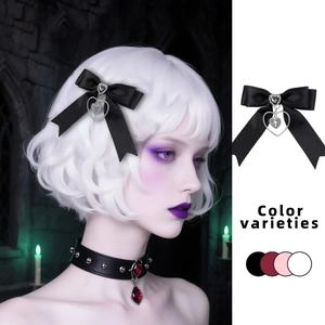 Barrette à cheveux papillon gothique punk avec pendentif cœur croix en quatre coloris