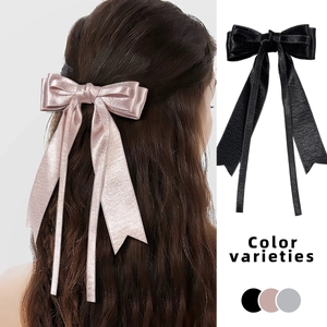 Satin Ribbon Bow Hair Clip For Women Elegant Princess Style Large Streamer Bowknot Hair Barrette Sweet Fashion Hair Accessories