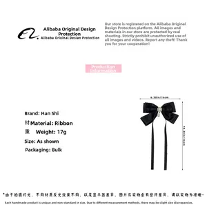 Detailed view of the 16x26cm elegant ribbon bow hair clip with pearl tassels