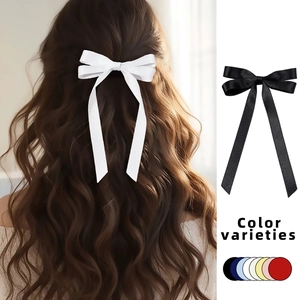 Elegant ballet style ribbon bow hair clips with long streamers in multiple color options