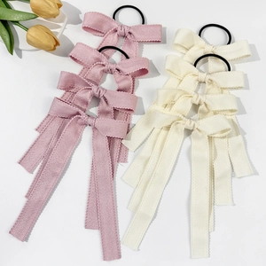 Sweet Balletcore Ribbon Bow Hair Clips With Lace Trim Long Streamer Hair Ties Set Handmade Webbing Hair Accessories For Women