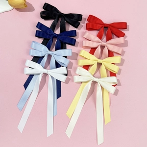 Balletcore Satin Ribbon Bow Hair Clip With Long Streamers Sweet Handmade Hairpin For Women Girls Daily Hair Accessories