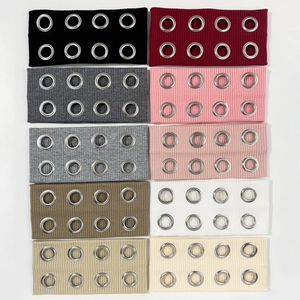 Hip hop punk style rib knit wide headband with metal eyelets in 10 assorted colors