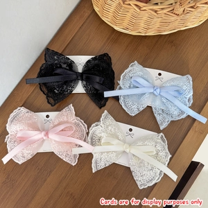 Elegant Lace Bow Hair Clip French Vintage Ribbon Hairpin For Women Sweet Floral Mesh Double Layer Bowknot Hair Accessories