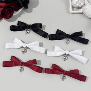 Barrette Cheveux Nœud Papillon Crâne Gothique pour Femmes Punk Satin Nœud Clip Bec de Canard Halloween Accessoires de Coiffure