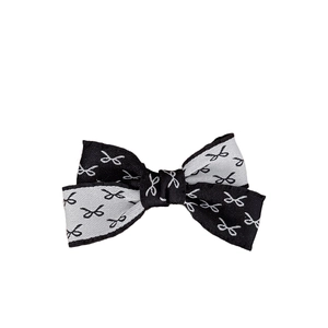 Barrette à cheveux nœud volanté noir et blanc avec motif de cœur pour filles