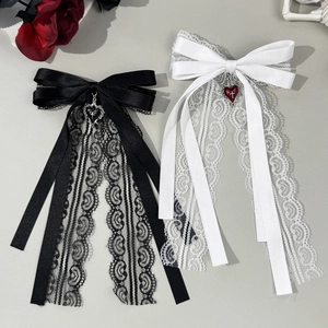 Pince à Cheveux Nœud en Dentelle Gothic Lolita Avec Pendentif Croix Cœur Épingle à Cheveux Ruban Satin Accessoires Cheveux Fête Femme Filles