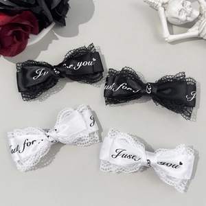 Mollette per Capelli con Fiocco in Pizzo Gotico Y2K per Donna Dolce Cool Lolita Ribbon Hairpin Just For You Stampa di Lettere Accessori per Capelli
