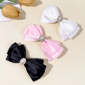 Satin Mehrschichtige Schleife Haarclip Im Koreanischen Stil Mit Großer Kunstperle Strass Elegant Kopfbedeckung Damen Accessoires