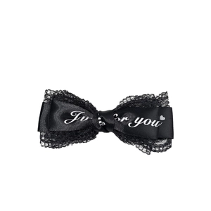 Fermaglio per capelli Y2K con fiocco di pizzo nero e stampa Just for you da donna