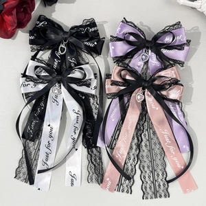 Pince à Cheveux Nœud en Dentelle et Satin Vintage Français Avec Pendentif Cœur en Strass et Impression de Lettres Just For You Femme