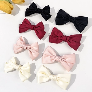 Elegant Satin Bow Hair Clip Korean Style Sweet Princess Side Clip Minimalist Solid Color Satin Alligator Clip Hair Accessories For Women