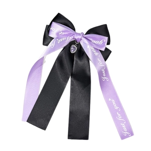 Fermaglio per capelli Lolita giapponese con fiocco nero viola e gemma a cuore