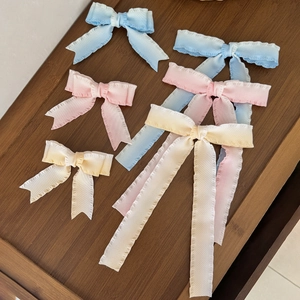 Sweet Balletcore Ribbon Bow Hair Clip Gradient Ruffled Alligator Clip Handmade Princess Hair Accessories For Women Girls
