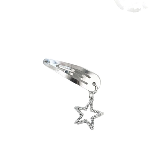 Barrette à cheveux BB argentée avec pendentif étoile et strass brillants pour femme