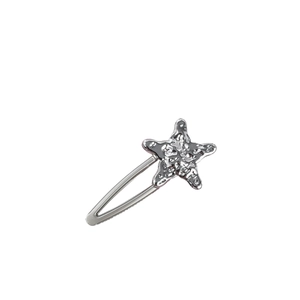 Y2K style silver starfish hair clip with vintage hammered texture on white background