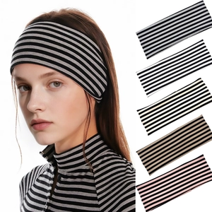 Women Men Sport Striped Headband Elastic Yoga Fitness Hair Band Retro Knitted Sweatband Casual Outdoor Hair Accessories