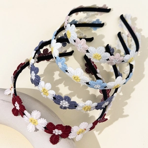 Cerchietto con Ricamo a Margherita Vintage per Donna Dolce Fascia per Capelli in Pizzo Floreale Accessori per Capelli in Tessuto Stile Boho
