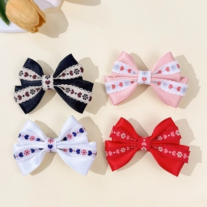 Barrette Nœud Brodé Fille Motif Floral Cœur Ruban Dentelle Pince Bec de Canard Style Ethnique Accessoires Cheveux Femme