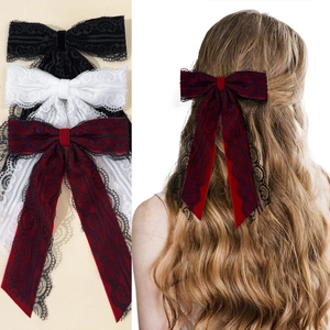 Molletta per Capelli Francese Vintage in Velluto e Pizzo con Fiocco per Donna Elegante Fermaglio a Fiocco Grande Gioielli