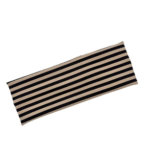 Elastic striped headband for sports and yoga in black and khaki knitted fabric