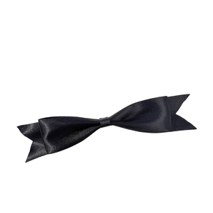 Elegant black satin swallowtail bow hair clip with double-layered minimalist design