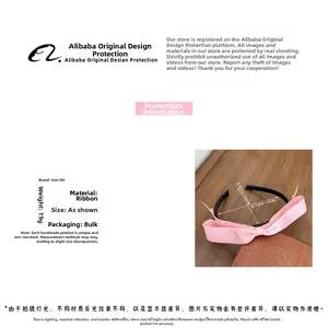 Pink lace bow headband weight 19g and dimensions 15x13cm detailed product sizing