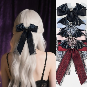 Gothic Fledermausflügel Spitze Schleife Haarspange Damen Halloween Herz Strass Satinband Lange Streamer Haarnadel Haarschmuck