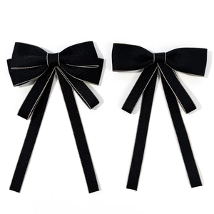 Classic black uniform bow tie with gold trim and long ribbons for JK shirt