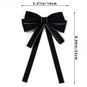 Detailed dimensions of a black JK style bow tie showing 14cm width and 22cm height