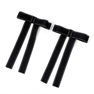 Black Bow Hair Clip Bowtie Brooch With White Topstitching Ribbon Preppy Style Shirt Accessory For Women Girls Sweet Fashion Accessory