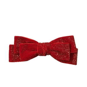 Red velvet bow hair clip with gold glitter for Lunar New Year and Christmas party festivals