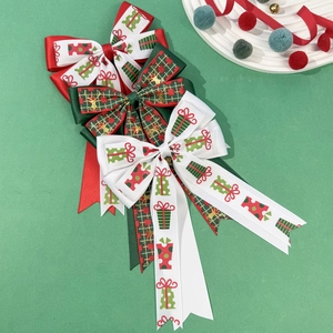 Lot de barrettes nœuds de Noël avec motifs festifs rouges et verts et rubans