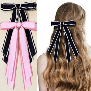 Pince à Cheveux Double Nœud Avec Long Ruban Épingle à Cheveux en Ruban Élégante pour Femmes Style Français Doux