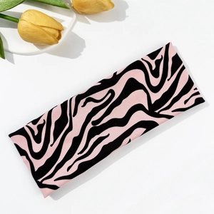 Bandeau de sport à imprimé zèbre rose et noir pour le yoga et le fitness quotidien