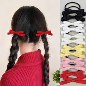 Chouchous Noeud en Ruban de Satin Doux Pour Femmes Filles Élégant Balletcore Double Noeud Élastiques à Cheveux Porte Queue de Cheval