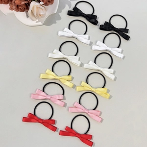 Lot de 14 chouchous à nœuds en satin coloré avec élastiques pour femmes et filles