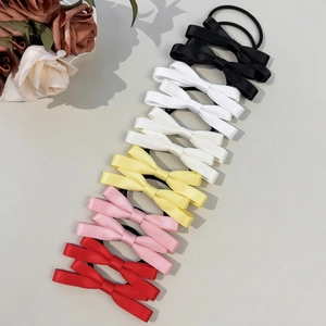 Lot de chouchous à nœuds en satin élégants en six couleurs pour coiffure style ballerine