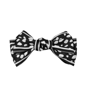 Elegant satin bow hair clip with leopard print and stripes for women fashion accessory