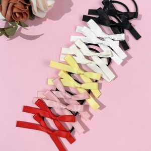 Ensemble de chouchous à nœuds en satin coloré pour filles avec élastiques souples