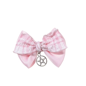 Pince à cheveux nœud rose avec pendentif étoile et dentelle style Lolita doux
