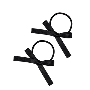Lot de deux chouchous noirs en satin avec nœud papillon pour coiffures de style princesse