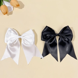 Large Satin Bow Hair Clip For Women Girls Sweet Princess Ribbon Alligator Clip Elegant Solid Color Handmade Hair Accessories