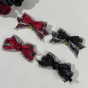 Vintage Plaid Bowknot Hair Clip Lace Ribbon Rose Bell Gothic Lolita Duckbill Clip Hair Accessories Women Fashion Hair Decor