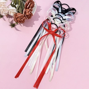 Set di elastici per capelli con fiocchi di raso e nastri lunghi in vari colori per coda