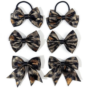 Retro leopard print bow hair accessory set with six pieces of stylish animal pattern clips